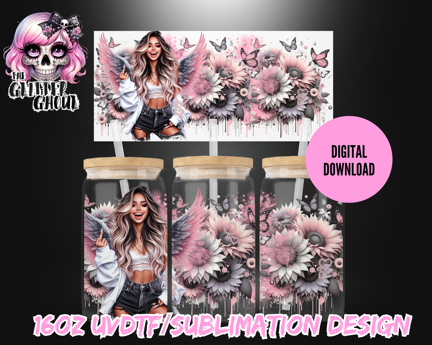 16oz UVDTF & Sublimation Tumbler Wrap – Digital Download