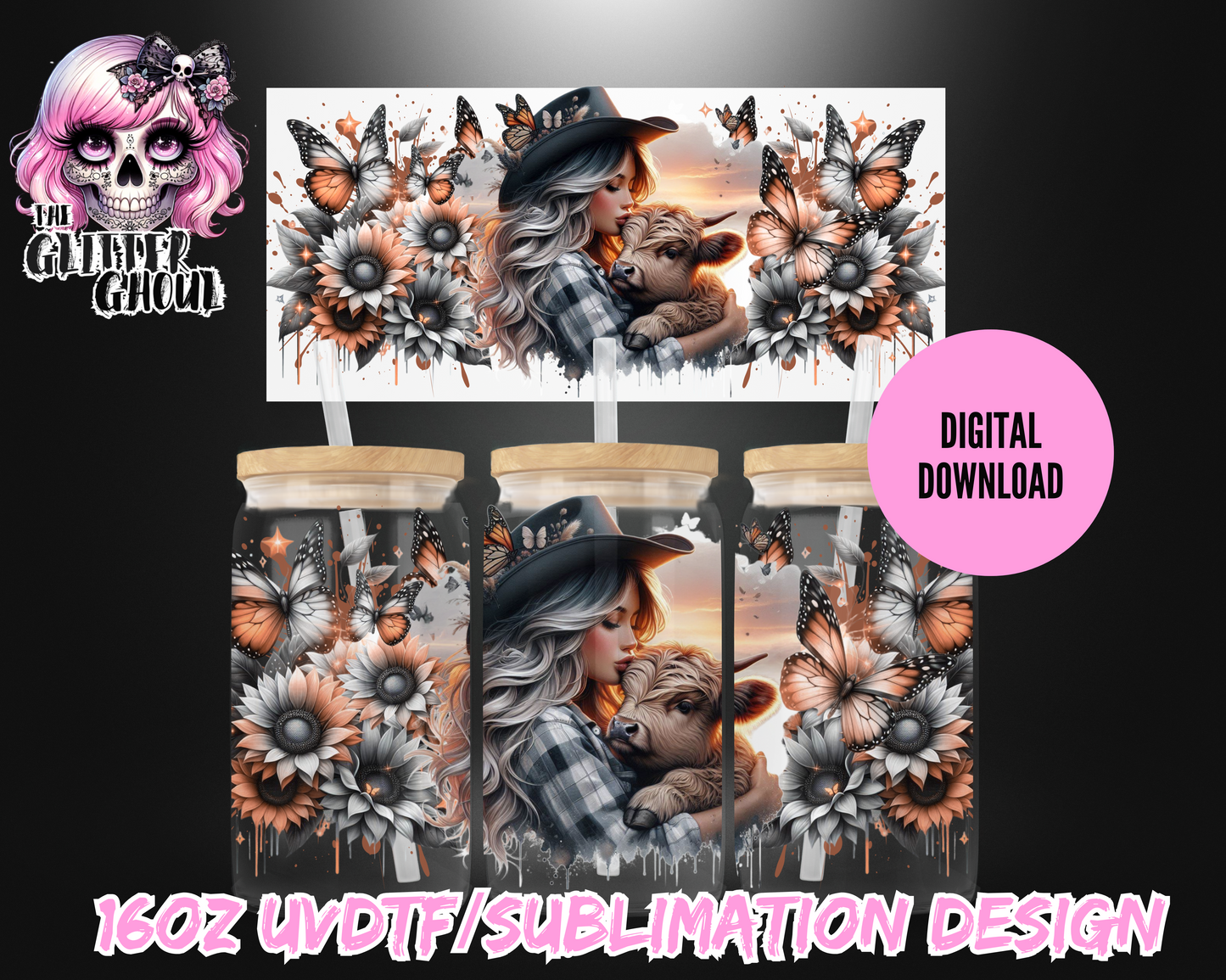 16oz UVDTF & Sublimation Tumbler Wrap – Digital Download