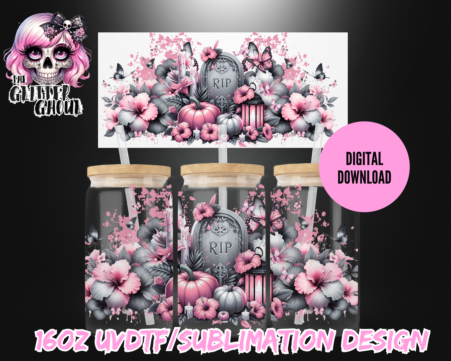 16oz UVDTF & Sublimation Tumbler Wrap – Digital Download