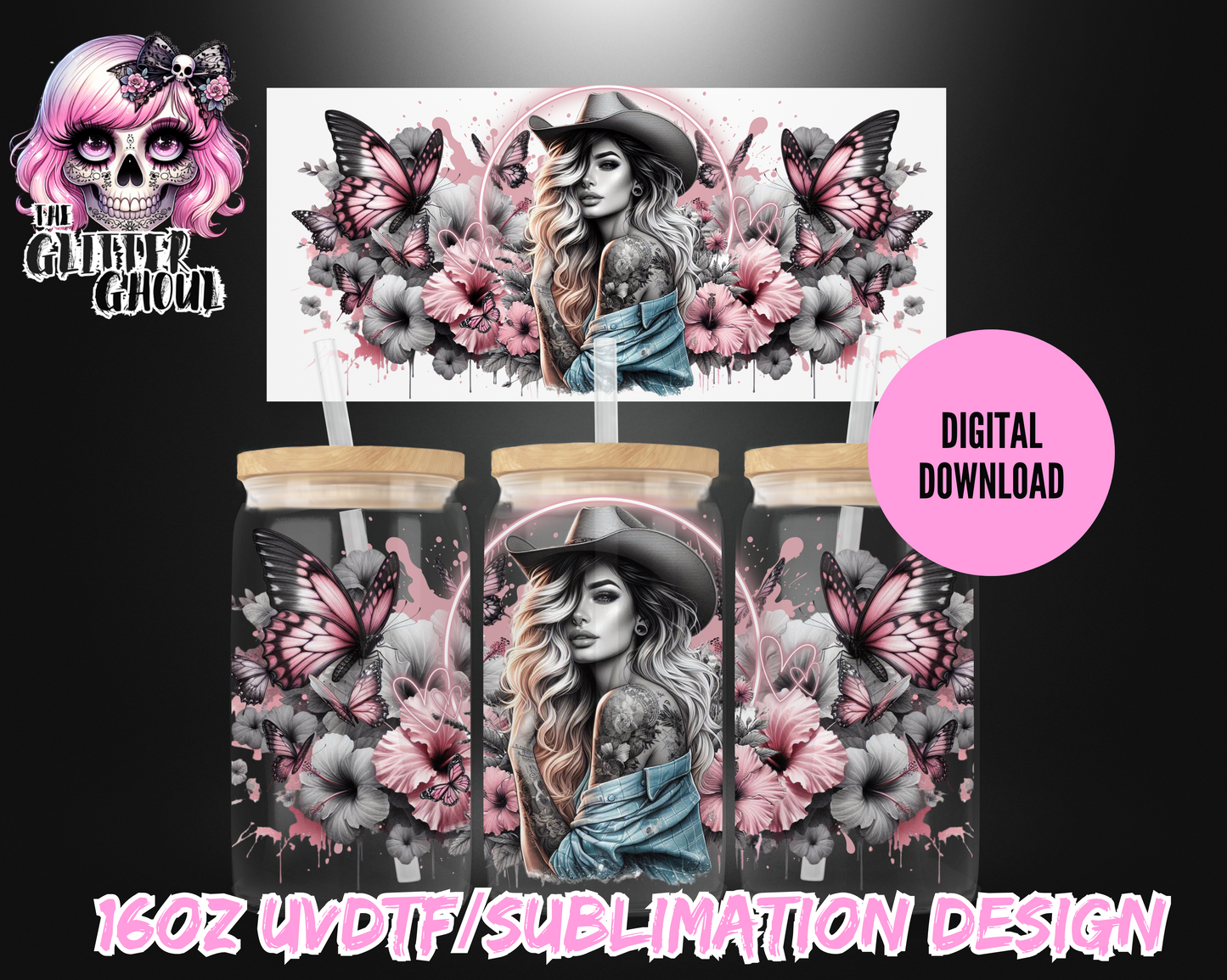16oz UVDTF & Sublimation Tumbler Wrap – Digital Download