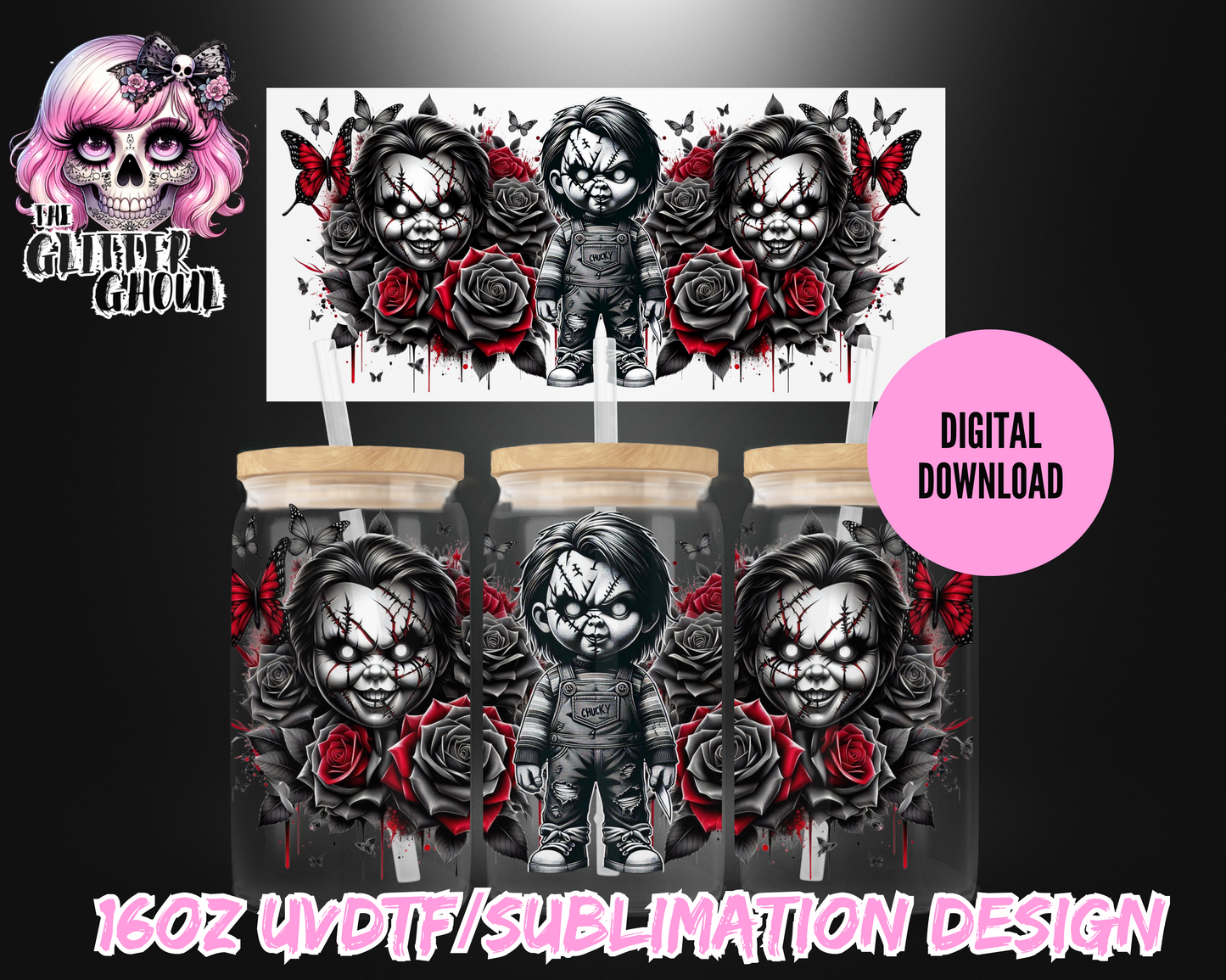 16oz UVDTF & Sublimation Tumbler Wrap – Digital Download