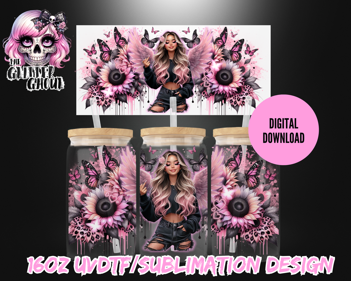 16oz UVDTF & Sublimation Tumbler Wrap – Digital Download