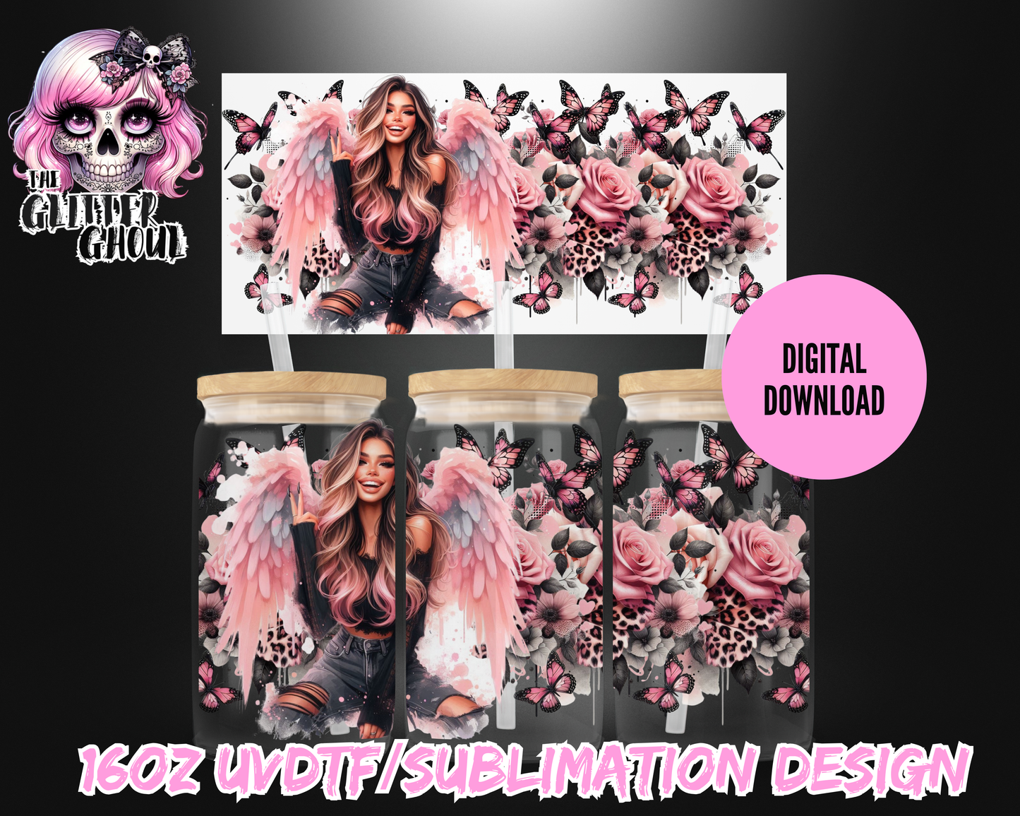 16oz UVDTF & Sublimation Tumbler Wrap – Digital Download