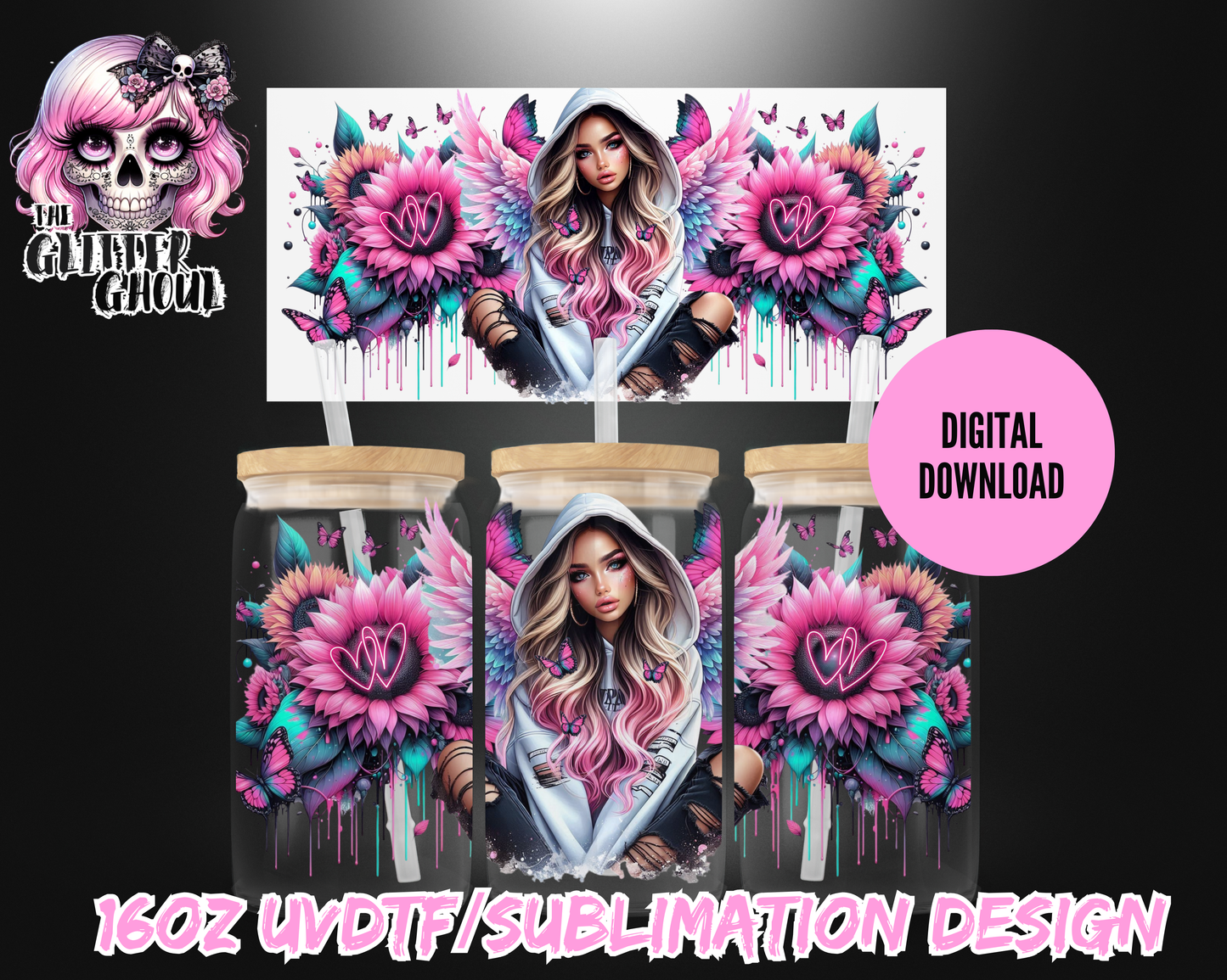16oz UVDTF & Sublimation Tumbler Wrap – Digital Download