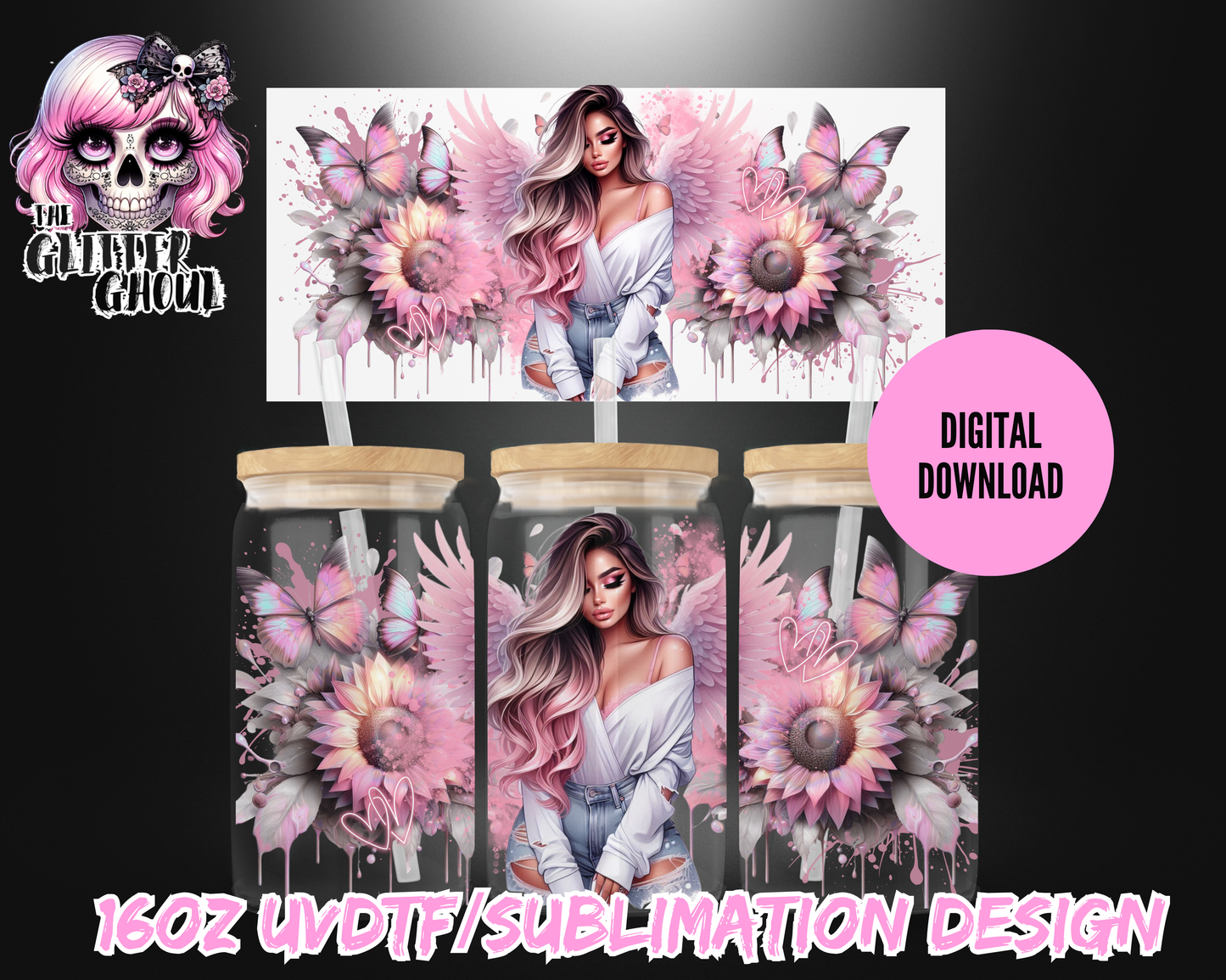 16oz UVDTF & Sublimation Tumbler Wrap – Digital Download