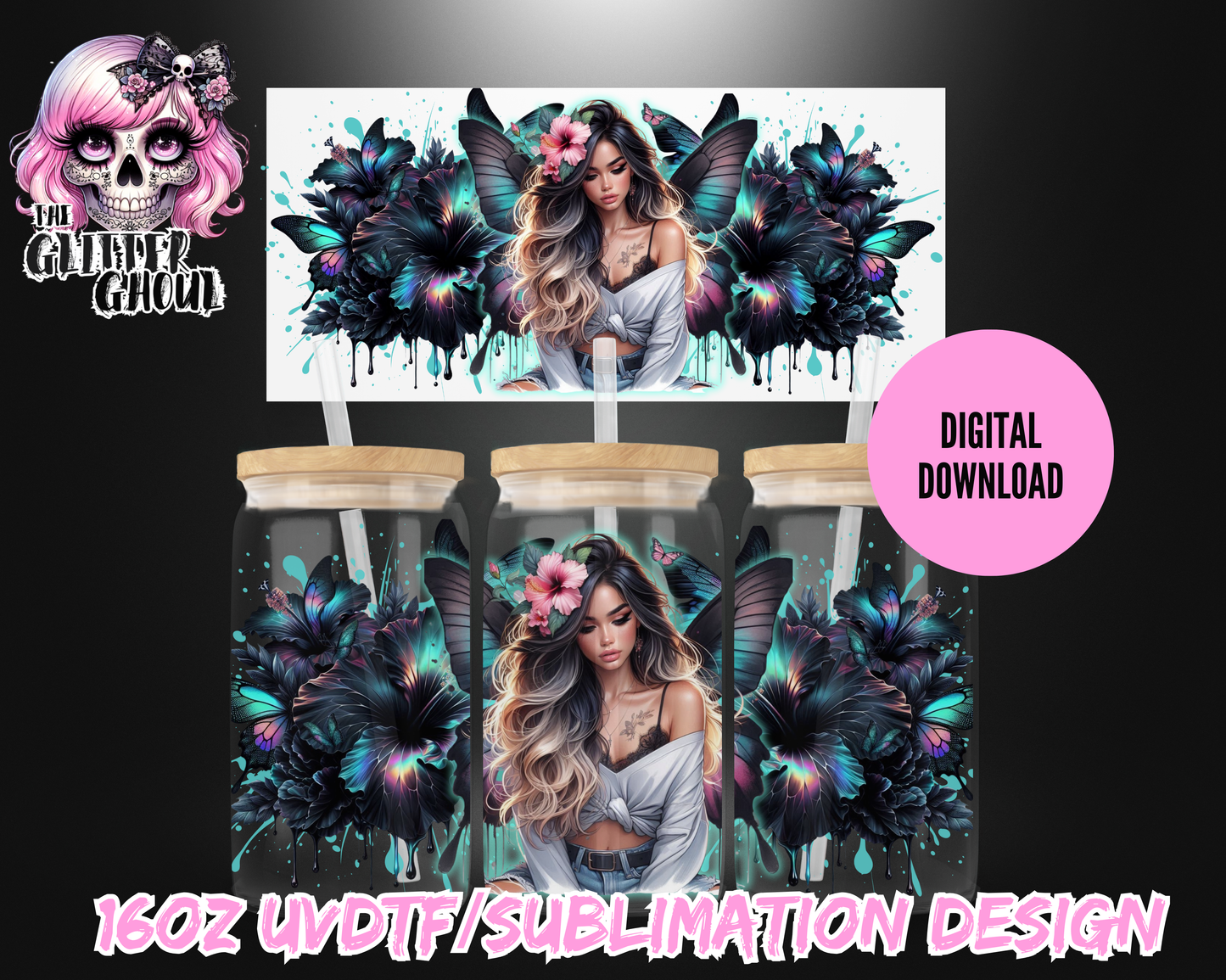 16oz UVDTF & Sublimation Tumbler Wrap – Digital Download