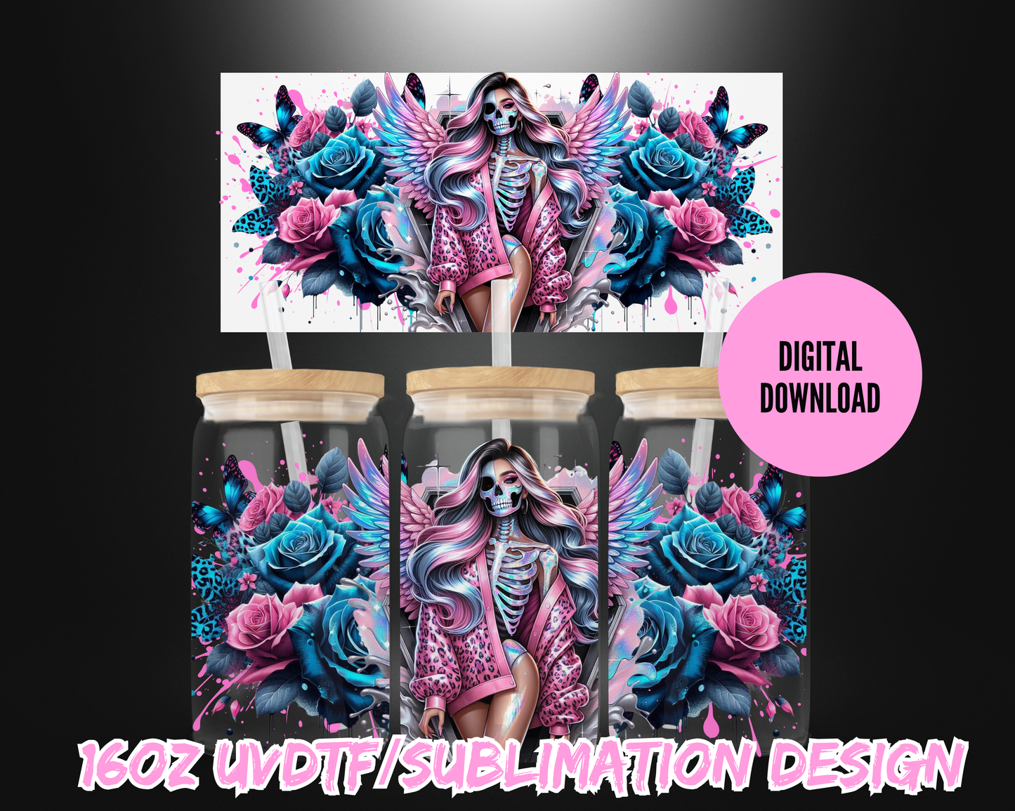 16oz UVDTF & Sublimation Tumbler Wrap – Digital Download