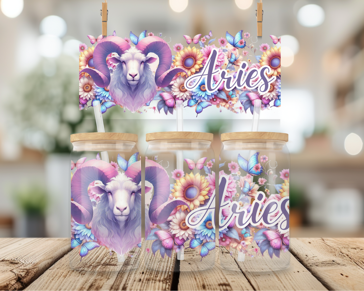 Star Sign Aries - 16oz UV DTF Wrap