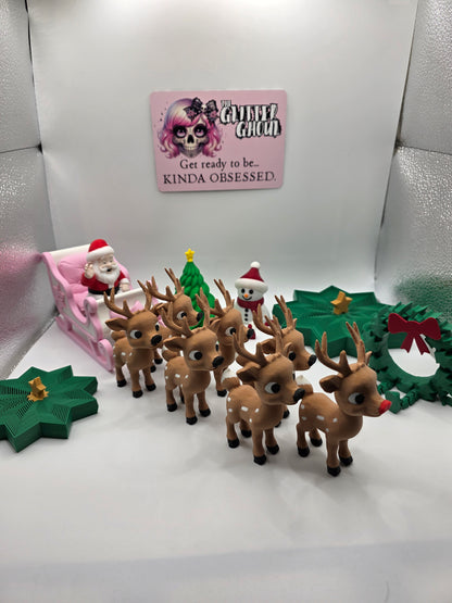 Santa Sleigh & Reindeer Set