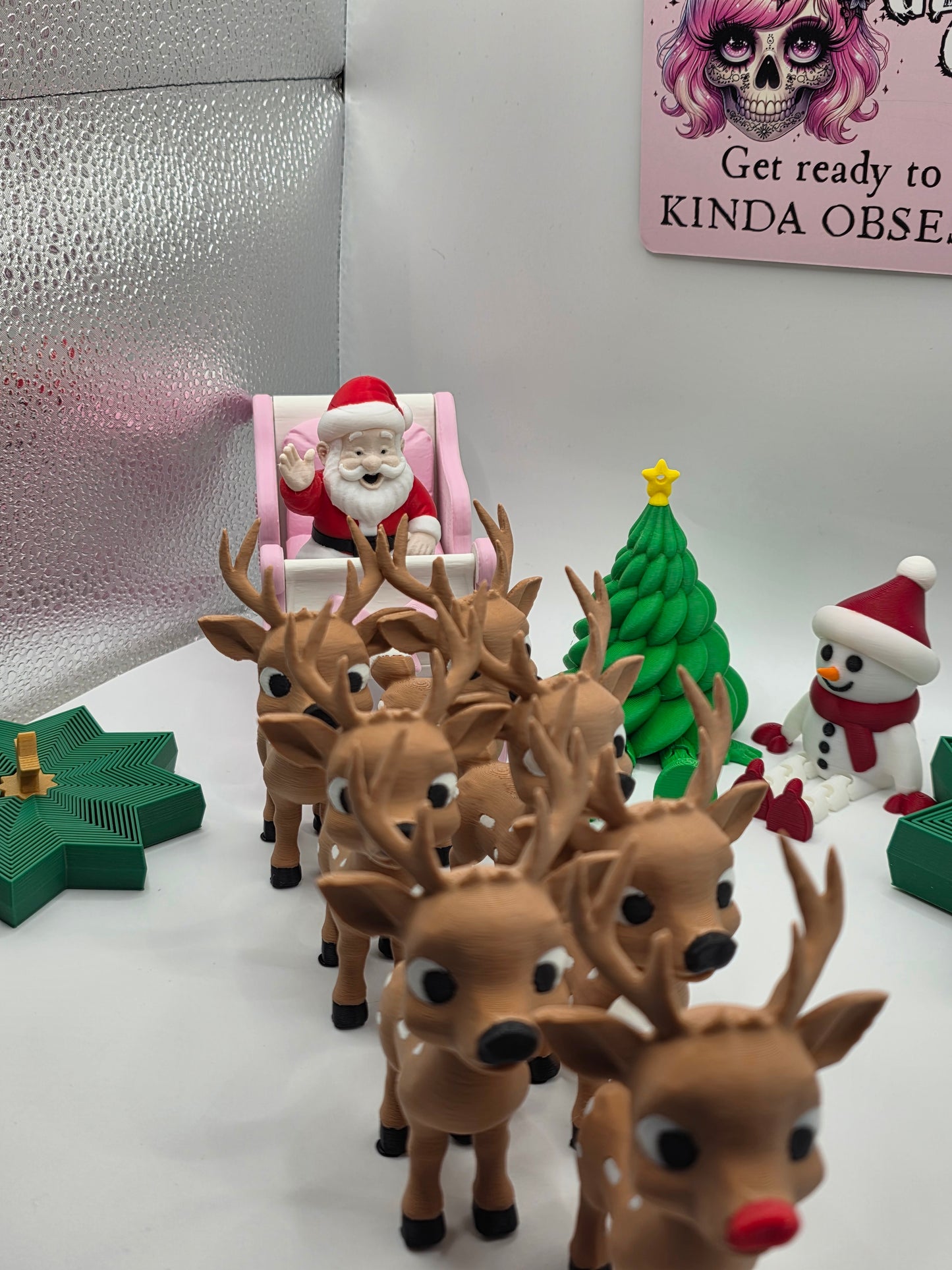 Santa Sleigh & Reindeer Set