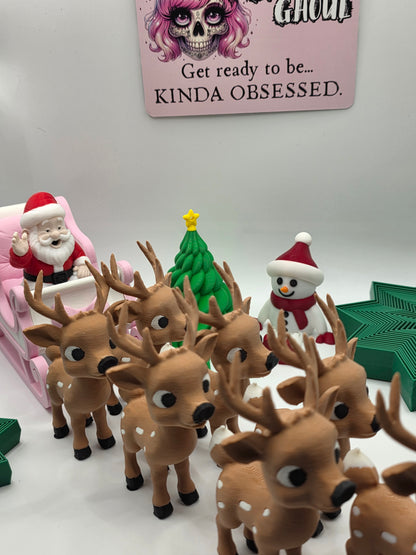 Santa Sleigh & Reindeer Set